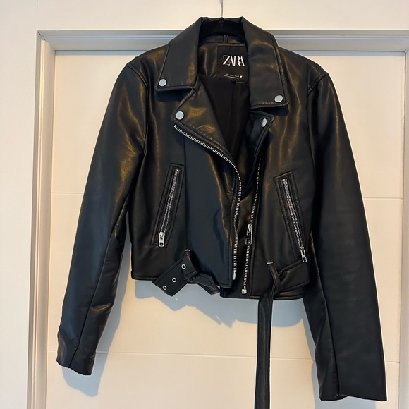 Zara Black Leather Jacket - Picture 3 of 5
